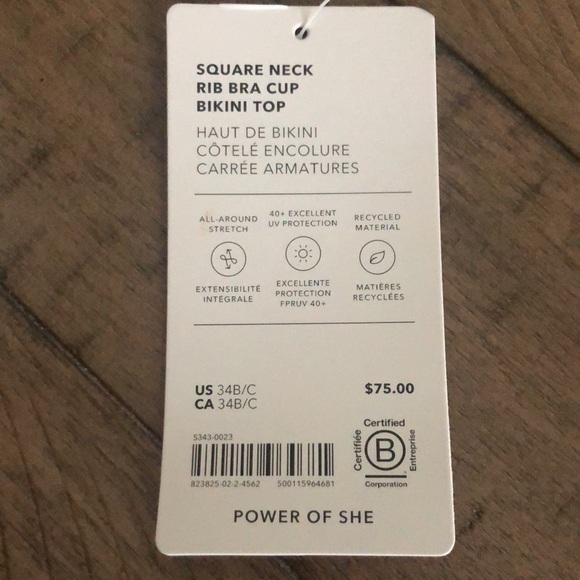 Athleta Power of She Black ribbed bikini top 34 B/C NWT $75 - Picture 5 of 7